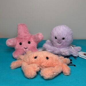US Seller Jellycat Fluffy Collection: Octopus, Starfish & Crab W./Dust Bag